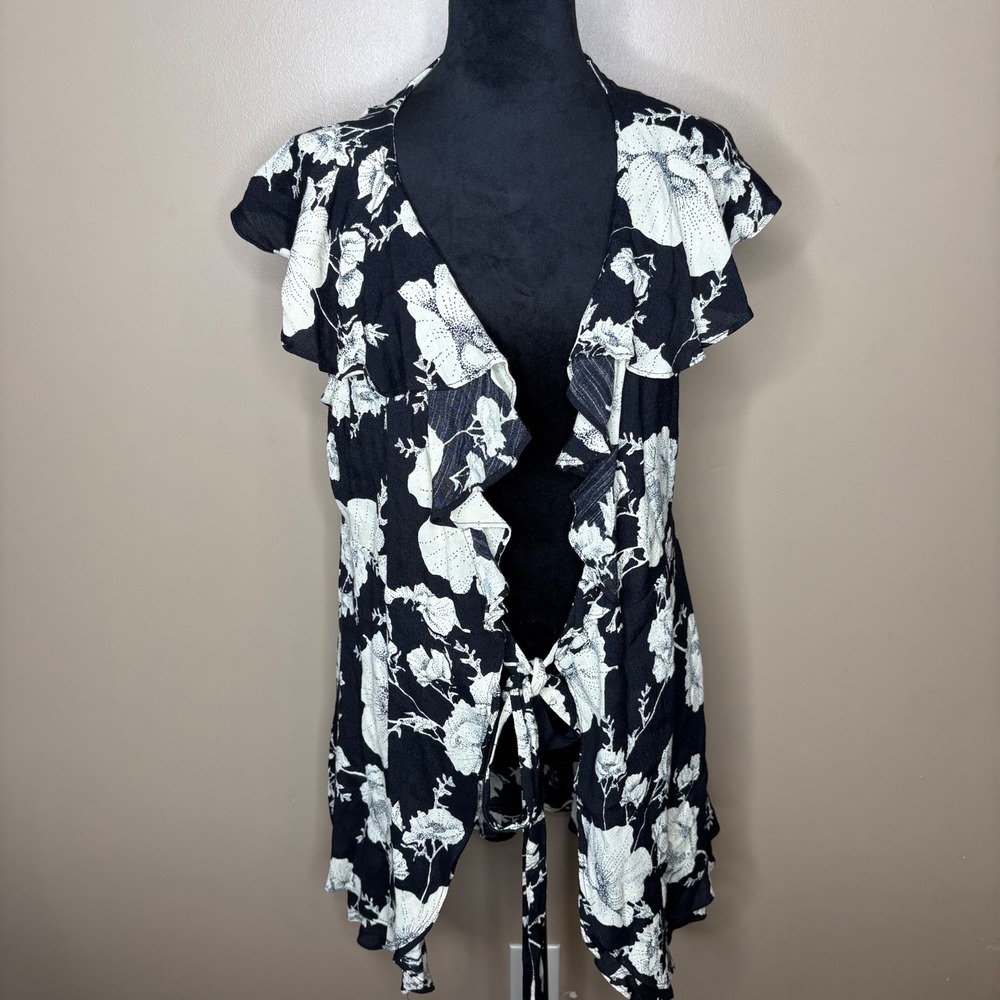 Free People French Quarter Print Wrap Flutter Sleeve Minidress Sz Small Romantic